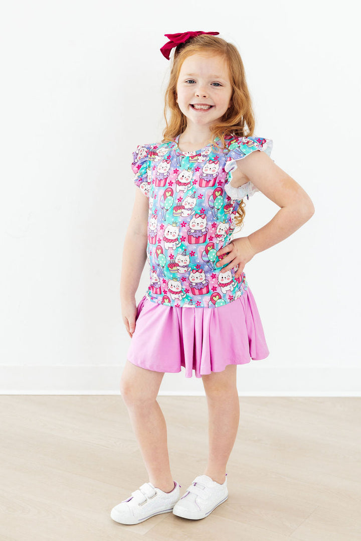 Time To Purr-ty S/S Ruffle Tee-Mila & Rose ®