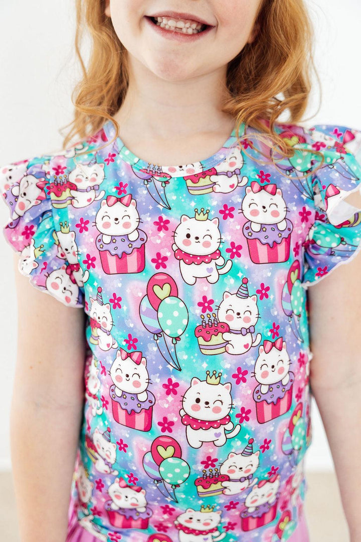Time To Purr-ty S/S Ruffle Tee-Mila & Rose ®