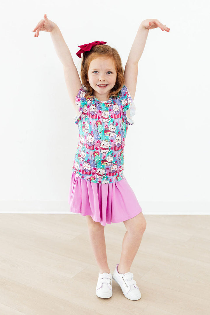 Time To Purr-ty S/S Ruffle Tee-Mila & Rose ®