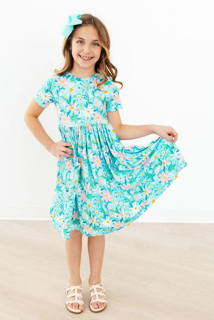 Preppy Daisies S/S Pocket Twirl Dress-Mila & Rose ®