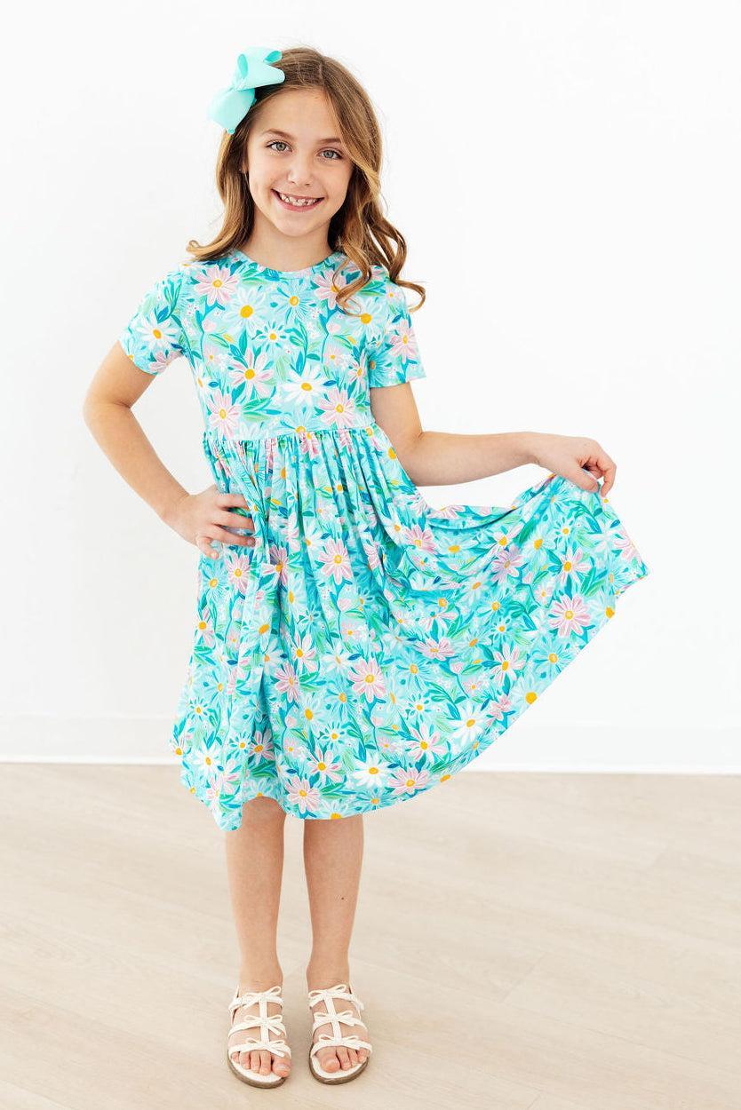 Preppy Daisies S/S Pocket Twirl Dress-Mila & Rose ®