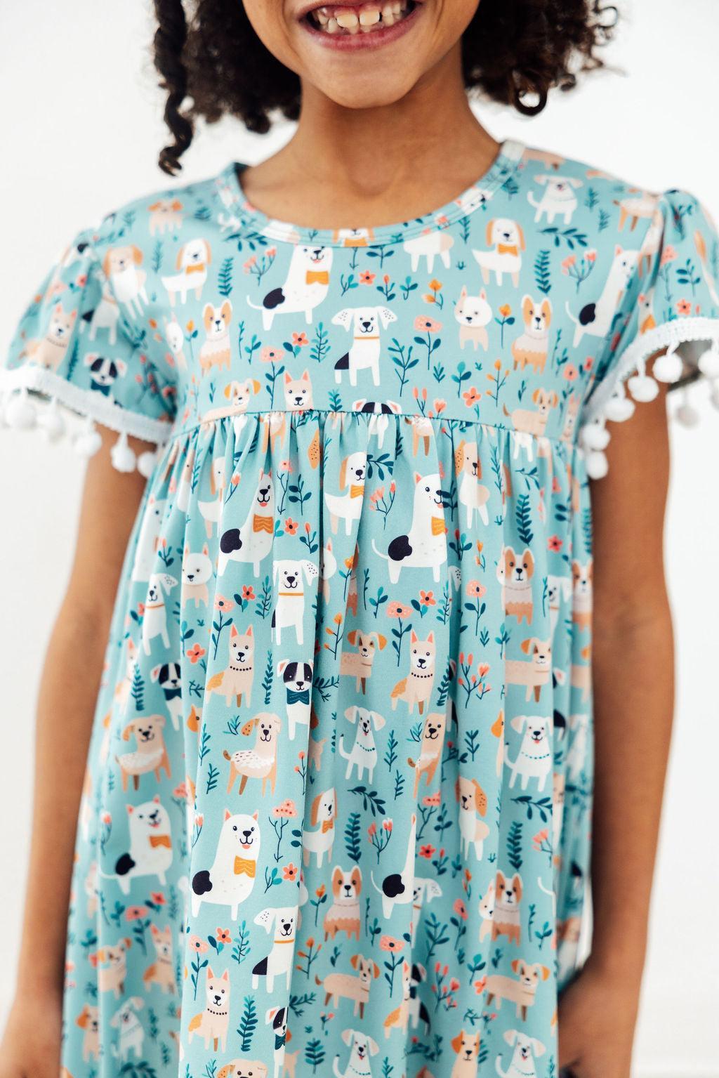 blue pom pom dress Pom Pom Dress in Fun Floaties- Infant/Girls/Tween (12/24M-4T,7/8) Fun Floaties / 2T main image 0