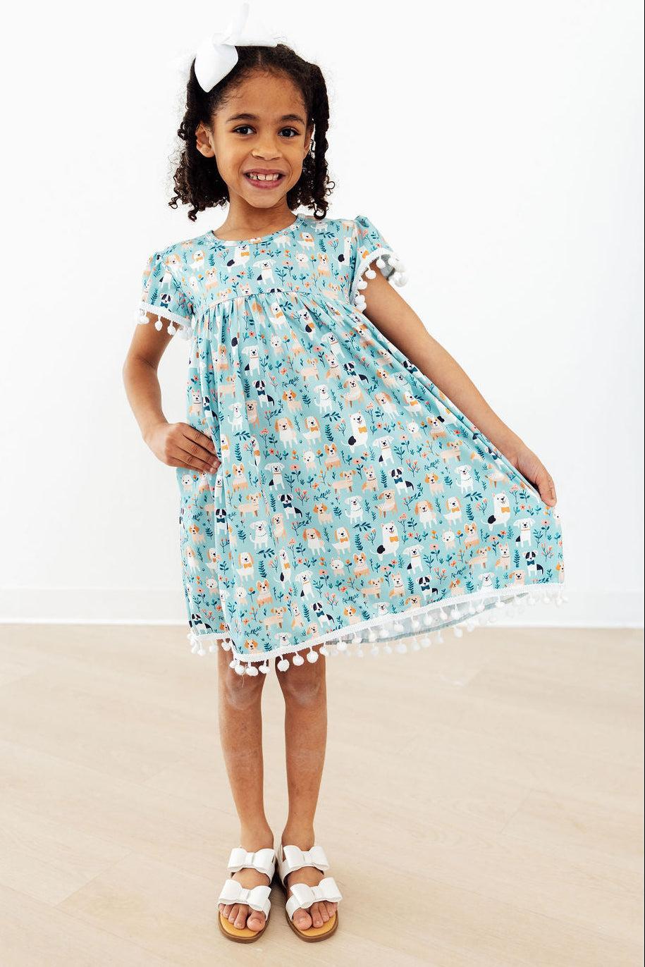 Girls' Furry Friends Pom Pom Dress Size: 2T Toddler By Mila & Rose Girls' Furry Friends Pom Pom Dress Size: 2T Toddler By Mila & Rose