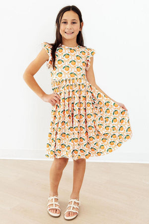 Orange Orchard Flutter Sleeve Twirl Dress-Mila & Rose ®