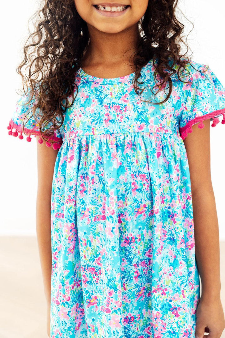 Aqua Garden Pom Pom Dress-Mila & Rose ®