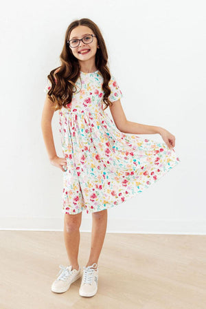Painted Posies S/S Pocket Twirl Dress-Mila & Rose ®