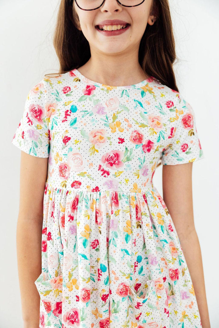Painted Posies S/S Pocket Twirl Dress-Mila & Rose ®