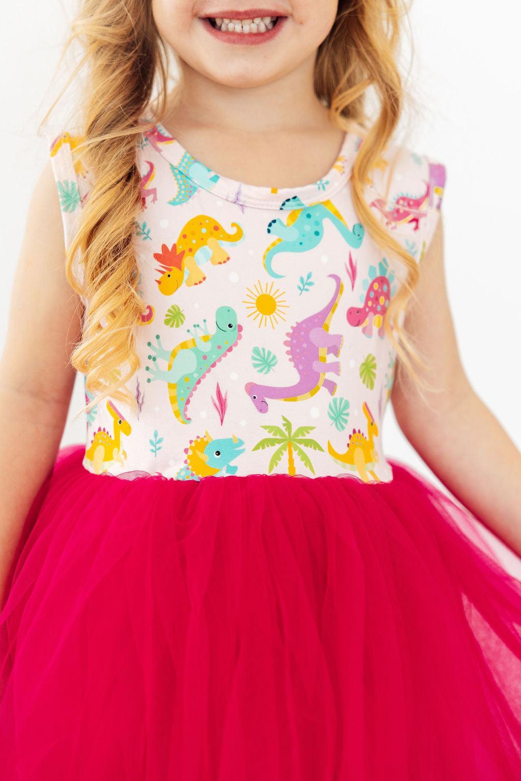 Girls' Dino Roar Tank Tutu Dress Size: 5/6 By Mila & Rose