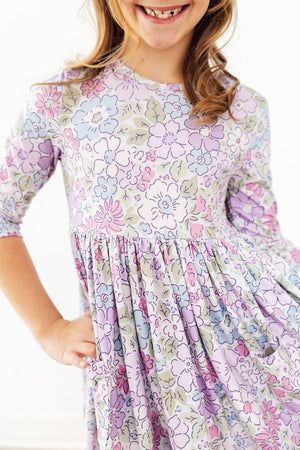 Spring Gardens 3/4 Sleeve Pocket Twirl Dress-Mila & Rose ®