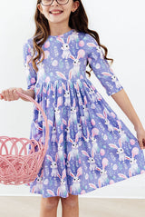 Beautiful Bunnies 3/4 Sleeve Pocket Twirl Dress-Mila & Rose ®