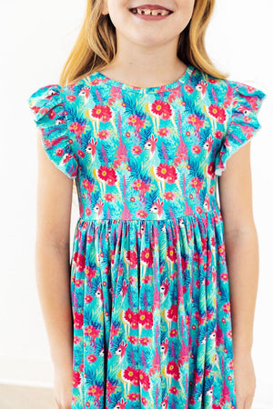 Lovely Llamas Flutter Sleeve Twirl Dress-Mila & Rose ®