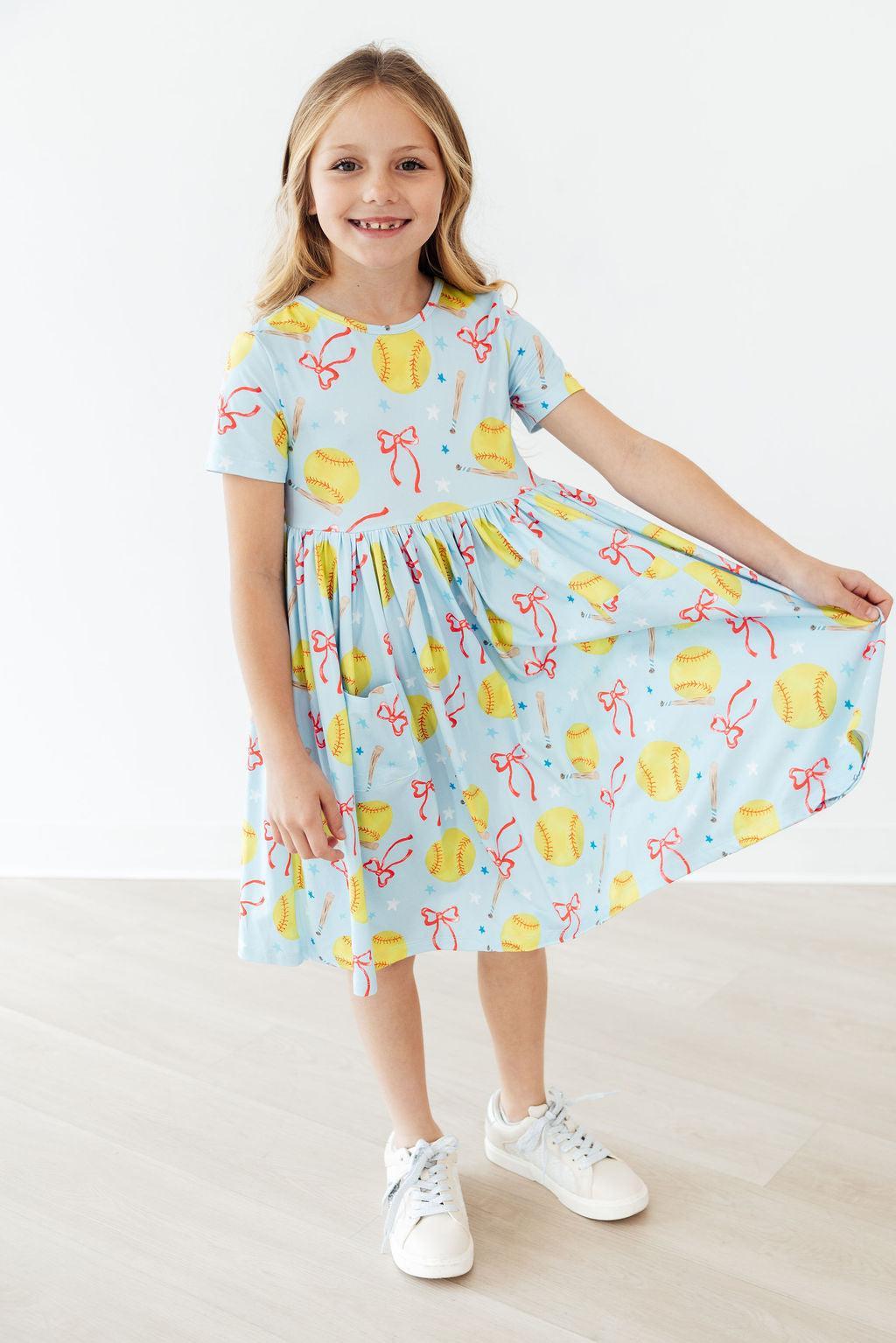 Softball Sweetie S/S Pocket Twirl Dress-Mila & Rose ®