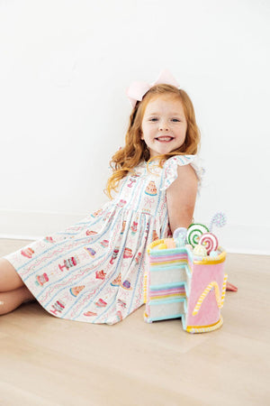 Birthday Cakes Flutter Sleeve Twirl Dress-Mila & Rose ®