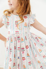 Birthday Cakes Flutter Sleeve Twirl Dress-Mila & Rose ®