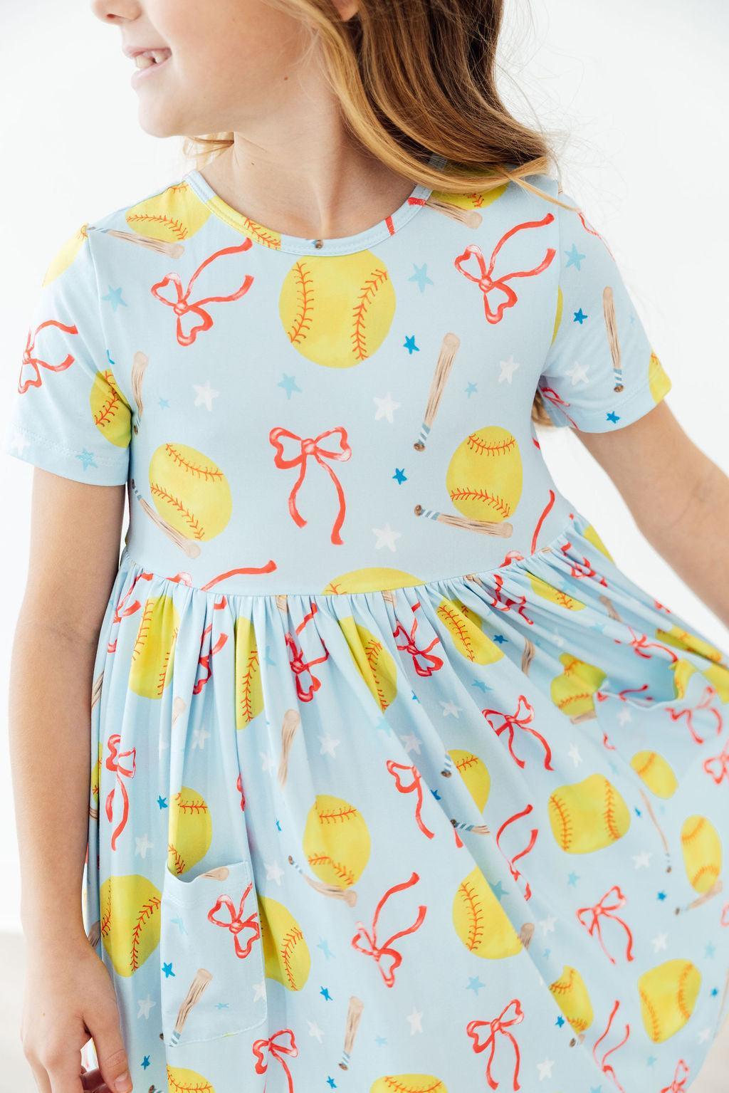 Softball Sweetie S/S Pocket Twirl Dress-Mila & Rose ®