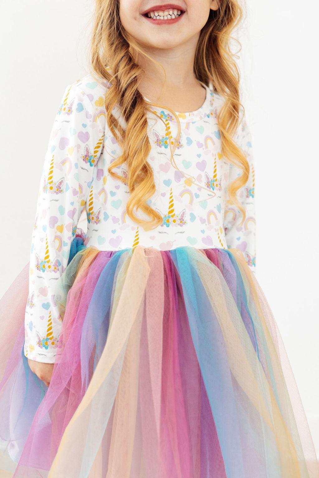 (S) At the End of the Rainbow L/S Tutu Dress-Mila & Rose ®
