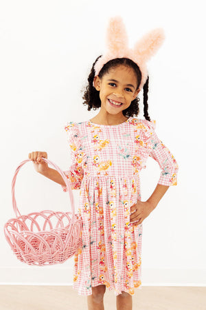 Daisy Ducklings 3/4 Sleeve Ruffle Twirl Dress-Mila & Rose ®