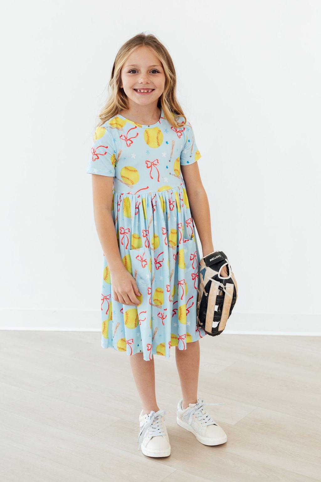 Softball Sweetie S/S Pocket Twirl Dress-Mila & Rose ®
