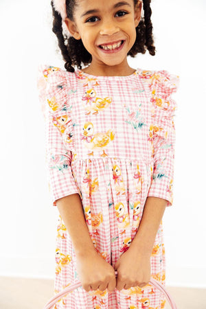 Daisy Ducklings 3/4 Sleeve Ruffle Twirl Dress-Mila & Rose ®
