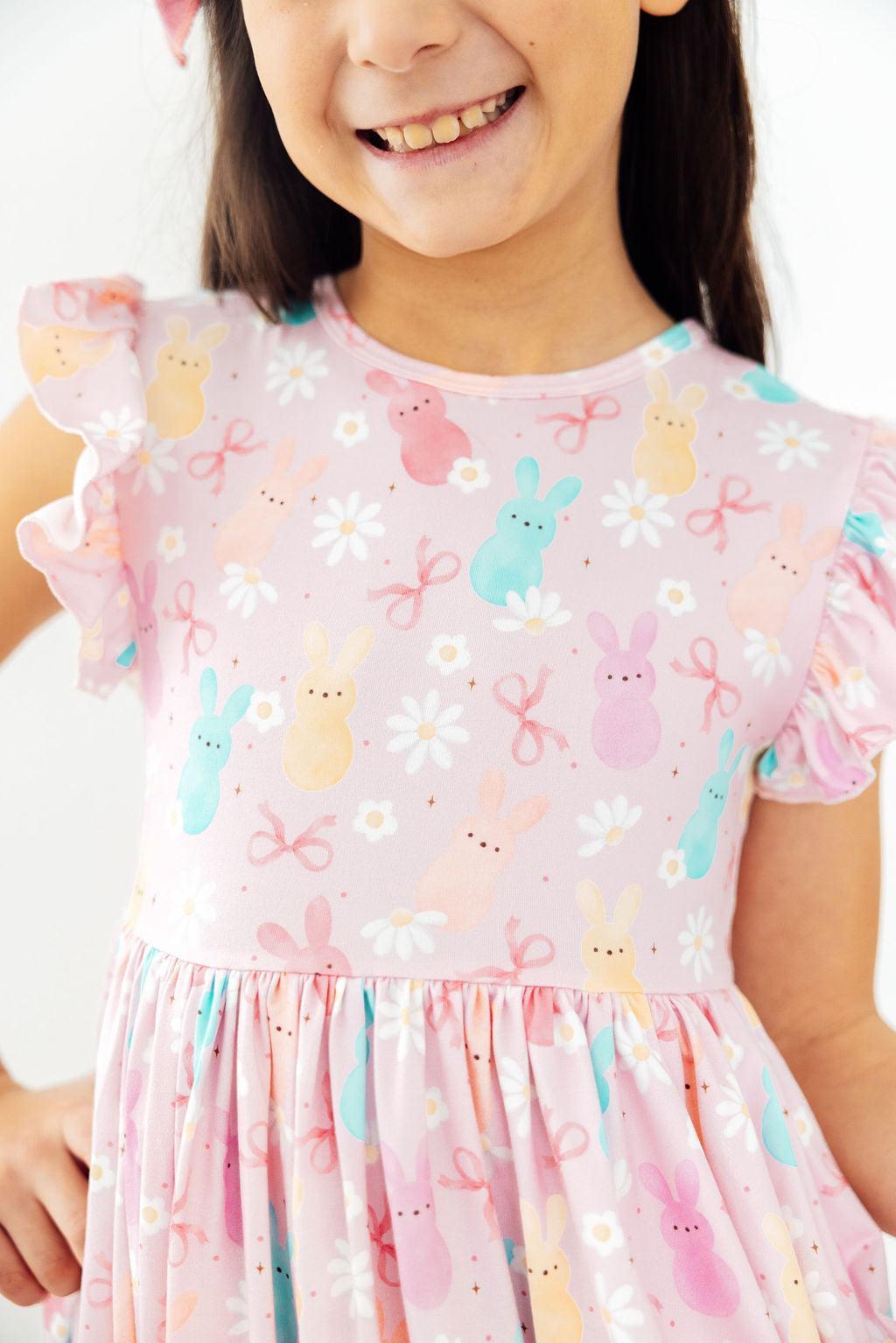 Preppy Peeps Flutter Sleeve Twirl Dress-Mila & Rose ®