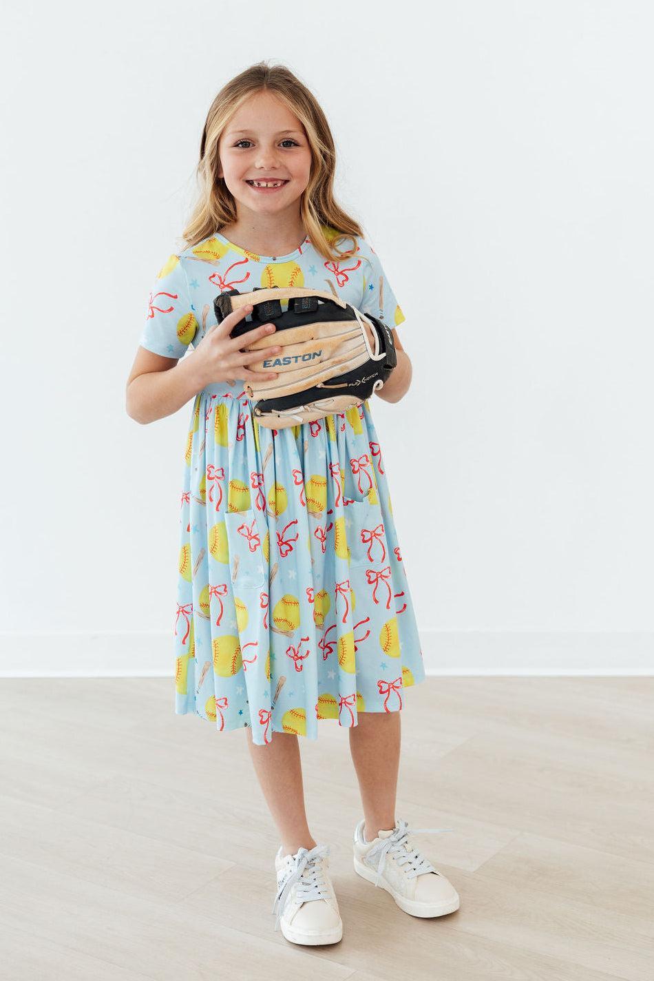 Softball Sweetie S/S Pocket Twirl Dress-Mila & Rose ®