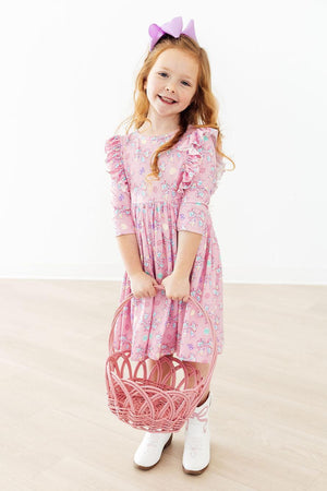 Little Bow Peeps 3/4 Sleeve Ruffle Twirl Dress-Mila & Rose ®