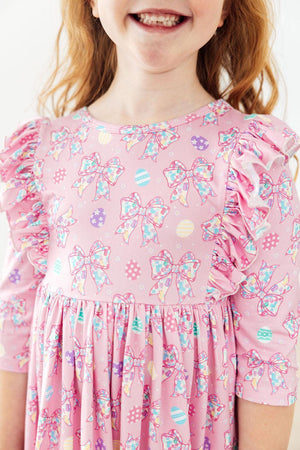 Little Bow Peeps 3/4 Sleeve Ruffle Twirl Dress-Mila & Rose ®