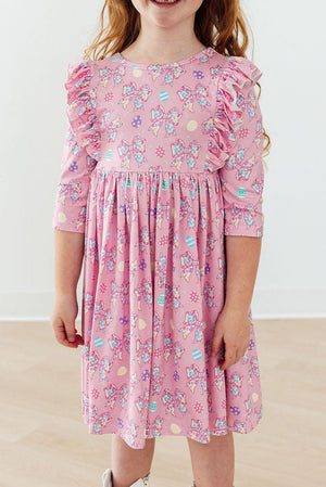 Little Bow Peeps 3/4 Sleeve Ruffle Twirl Dress-Mila & Rose ®