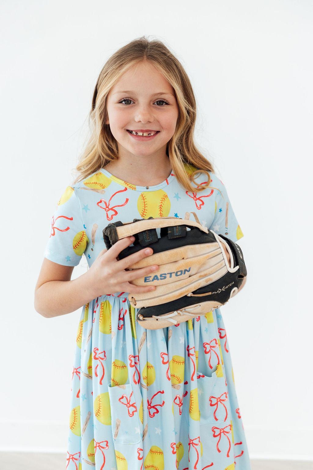 Softball Sweetie S/S Pocket Twirl Dress-Mila & Rose ®