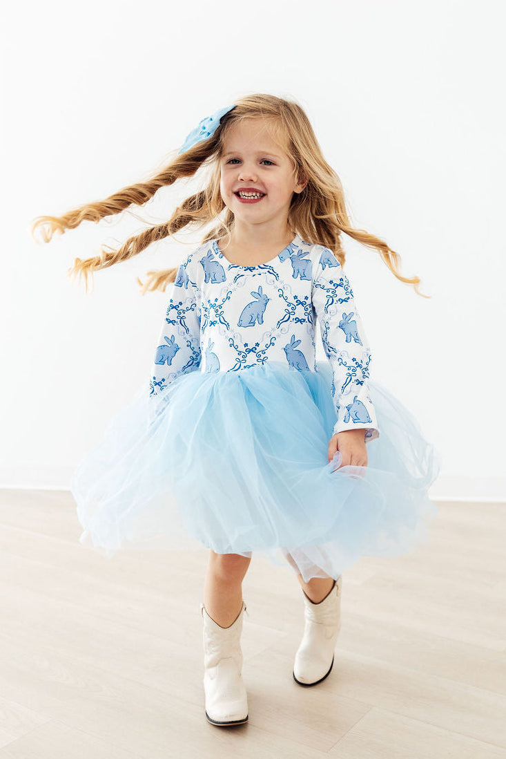 Blue Bunnies L/S Tutu Dress-Mila & Rose ®