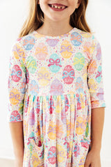 Egg-stra Cute 3/4 Sleeve Pocket Twirl Dress-Mila & Rose ®