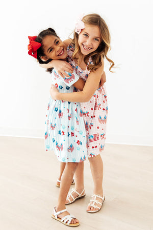 (V) Fancy Flags Ruffle Cross Back Dress-Mila & Rose ®