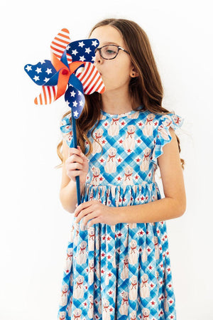 Star Spangled Pups Flutter Sleeve Twirl Dress-Mila & Rose ®