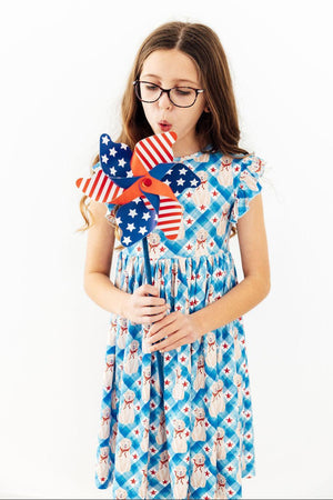 Star Spangled Pups Flutter Sleeve Twirl Dress-Mila & Rose ®