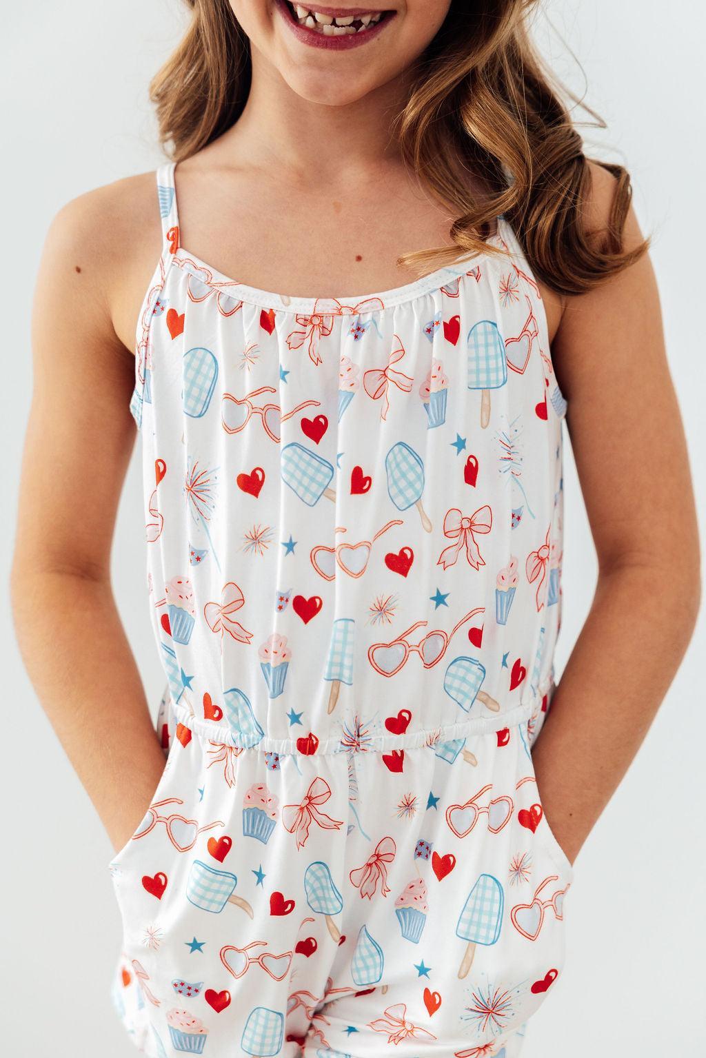 Red, White, & Sweet Strappy Play Romper-Mila & Rose ®