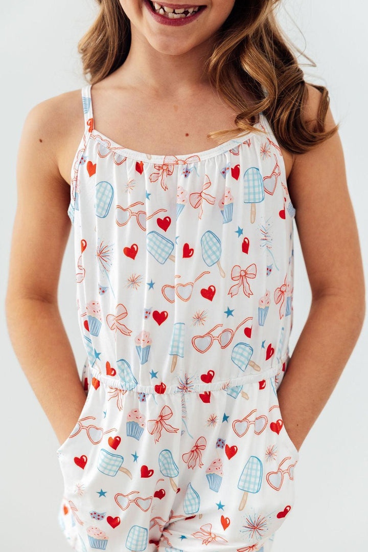 Red, White, & Sweet Strappy Play Romper-Mila & Rose ®