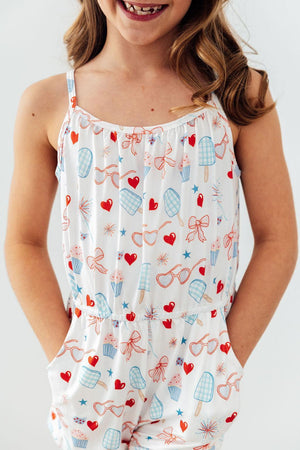 Red, White, & Sweet Strappy Play Romper-Mila & Rose ®
