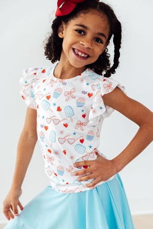 Red, White, & Sweet S/S Ruffle Tee-Mila & Rose ®