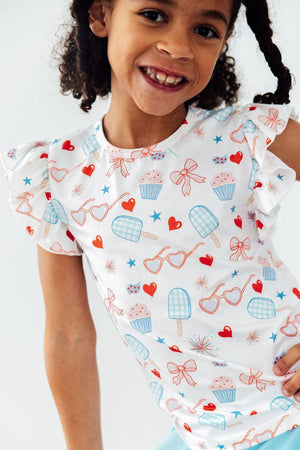 Red, White, & Sweet S/S Ruffle Tee-Mila & Rose ®