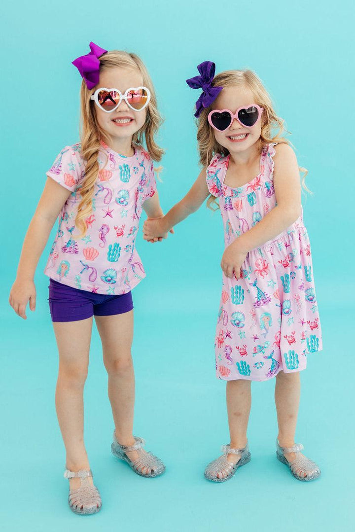 Under the Sea Ruffle Cross Back Dress-Mila & Rose ®