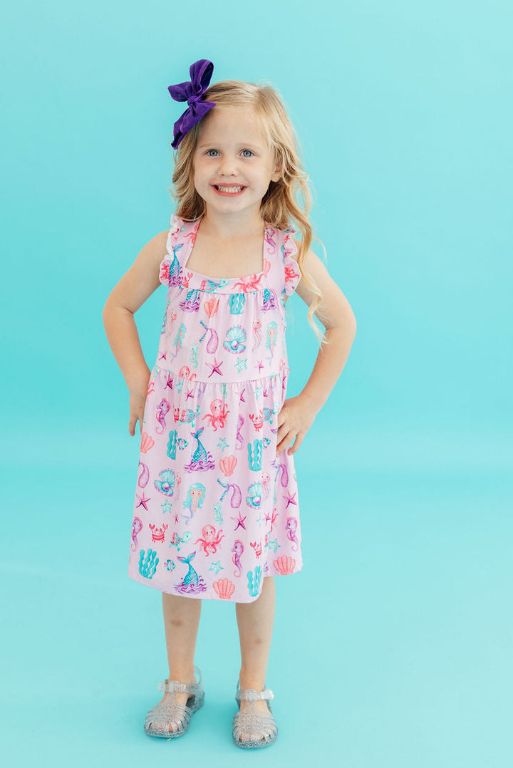 Under the Sea Ruffle Cross Back Dress-Mila & Rose ®