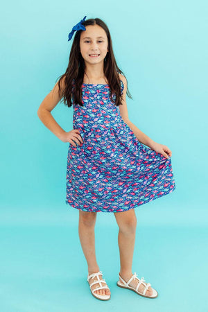 Fish in the Sea Ruffle Cross Back Dress-Mila & Rose ®