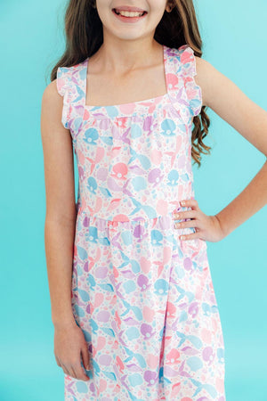 Mermaid Tails Ruffle Cross Back Dress-Mila & Rose ®