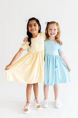 Butter Yellow S/S Pocket Twirl Dress-Mila & Rose ®