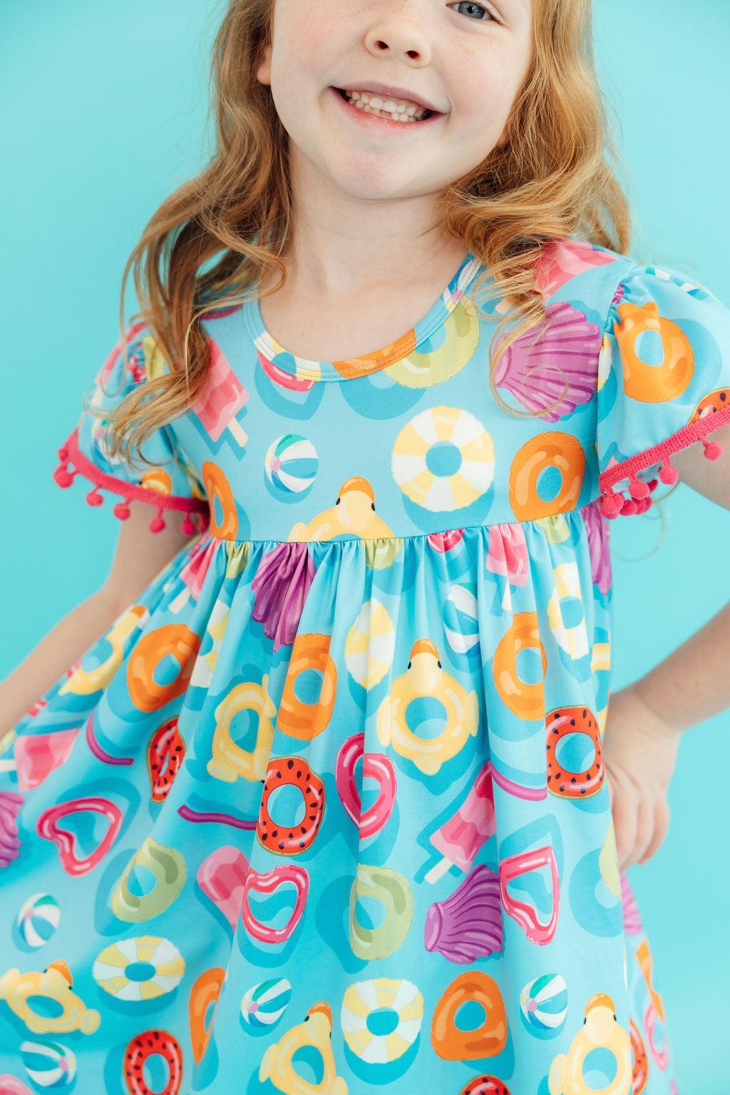 blue pom pom dress Buy Smoke Blue Gathered Pom Pom Dress by Designer ILK Online at Ogaan.com