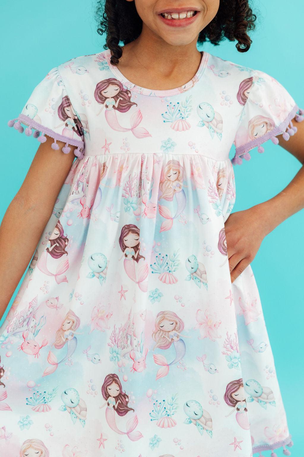 Mermaid Fairytale Pom Pom Dress-Mila & Rose ®