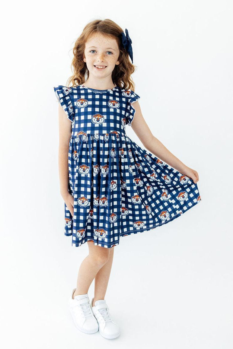 Auburn Plaid Aubie Flutter Twirl Dress-Mila & Rose ®