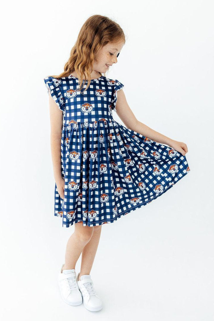 (R) Auburn Plaid Aubie Flutter Twirl Dress-Mila & Rose ®