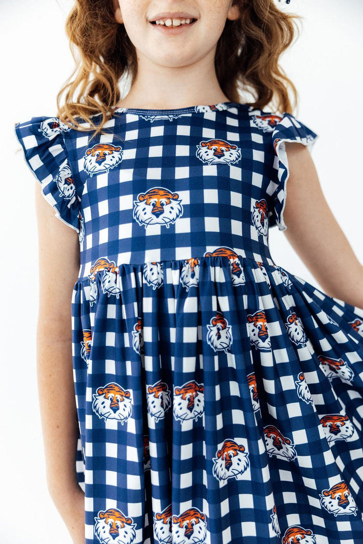 (R) Auburn Plaid Aubie Flutter Twirl Dress-Mila & Rose ®