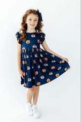 Auburn Blue Aubie Flutter Twirl Dress-Mila & Rose ®